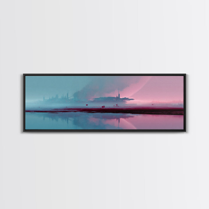 Minimal Spacecraft over a Clean Planet Horizon Canvas Print, Futuristic Art, Canvas Painting, Living Room Decor, Oil Painting, FUT-3x1-71