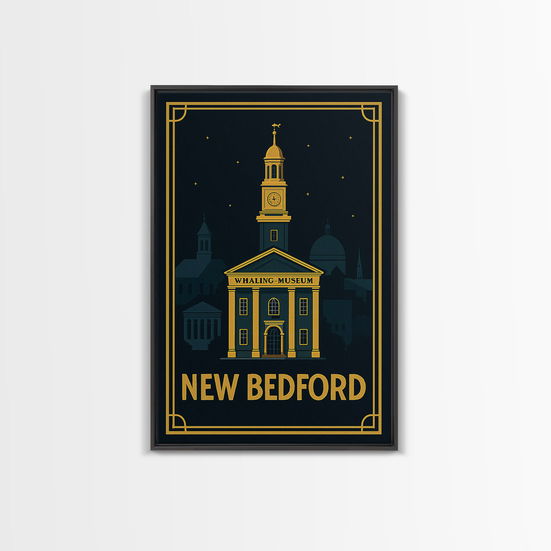 New Bedford Travel Poster, Framed Canvas Print, Luxury Art Deco Poster, New Bedford Poster Print, Travel Poster Art, City Travel Prints
