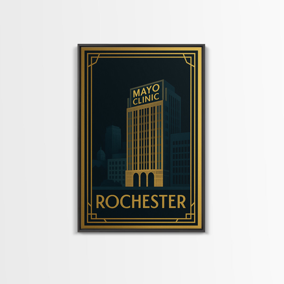 Rochester Travel Poster, Canvas Print, Vintage Deco Travel Art, Rochester Poster Print, Vintage Travel Print, Travel Wall Art, Wall Art
