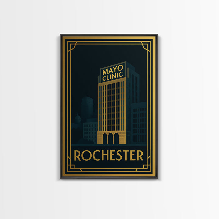 Rochester Travel Poster, Canvas Print, Vintage Deco Travel Art, Rochester Poster Print, Vintage Travel Print, Travel Wall Art, Wall Art
