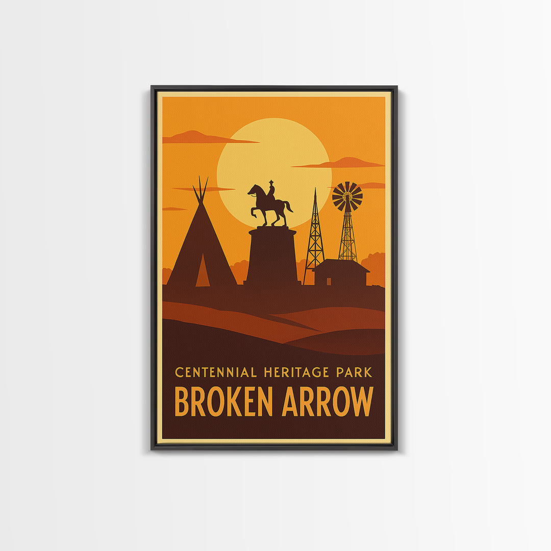 Broken Arrow Travel Poster, Canvas Print, Golden Travel Poster Art, Broken Arrow Travel Art, Vintage City Art, Retro Travel Print
