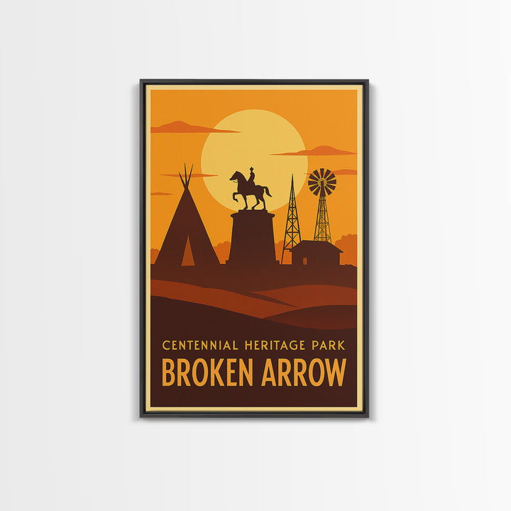 Broken Arrow Travel Poster, Canvas Print, Golden Travel Poster Art, Broken Arrow Travel Art, Vintage City Art, Retro Travel Print