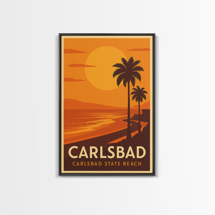 Carlsbad Travel Poster, Canvas Print, Golden Travel Poster Art, Carlsbad Art Print, Travel Art Print, City Travel Prints, Vintage Travel Art