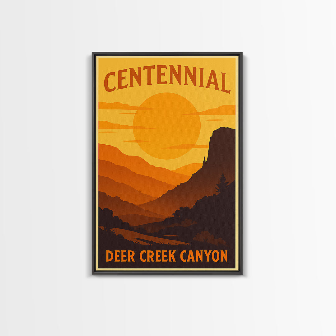 Centennial Colorado Travel Poster, Canvas Print, Golden Travel Poster Art, Centennial City Art, Mid Century Wall Art, Modern Wall Decor