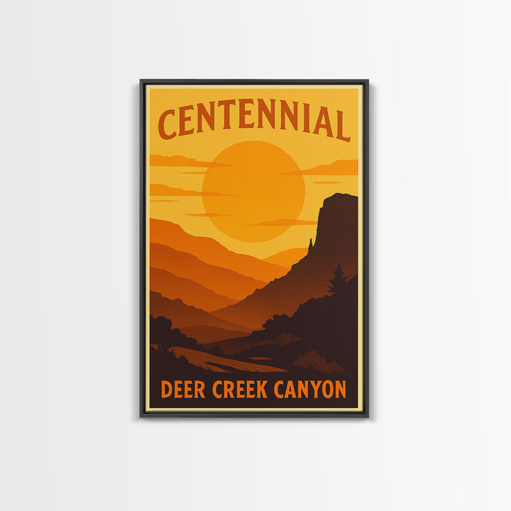 Centennial Colorado Travel Poster, Canvas Print, Golden Travel Poster Art, Centennial City Art, Mid Century Wall Art, Modern Wall Decor