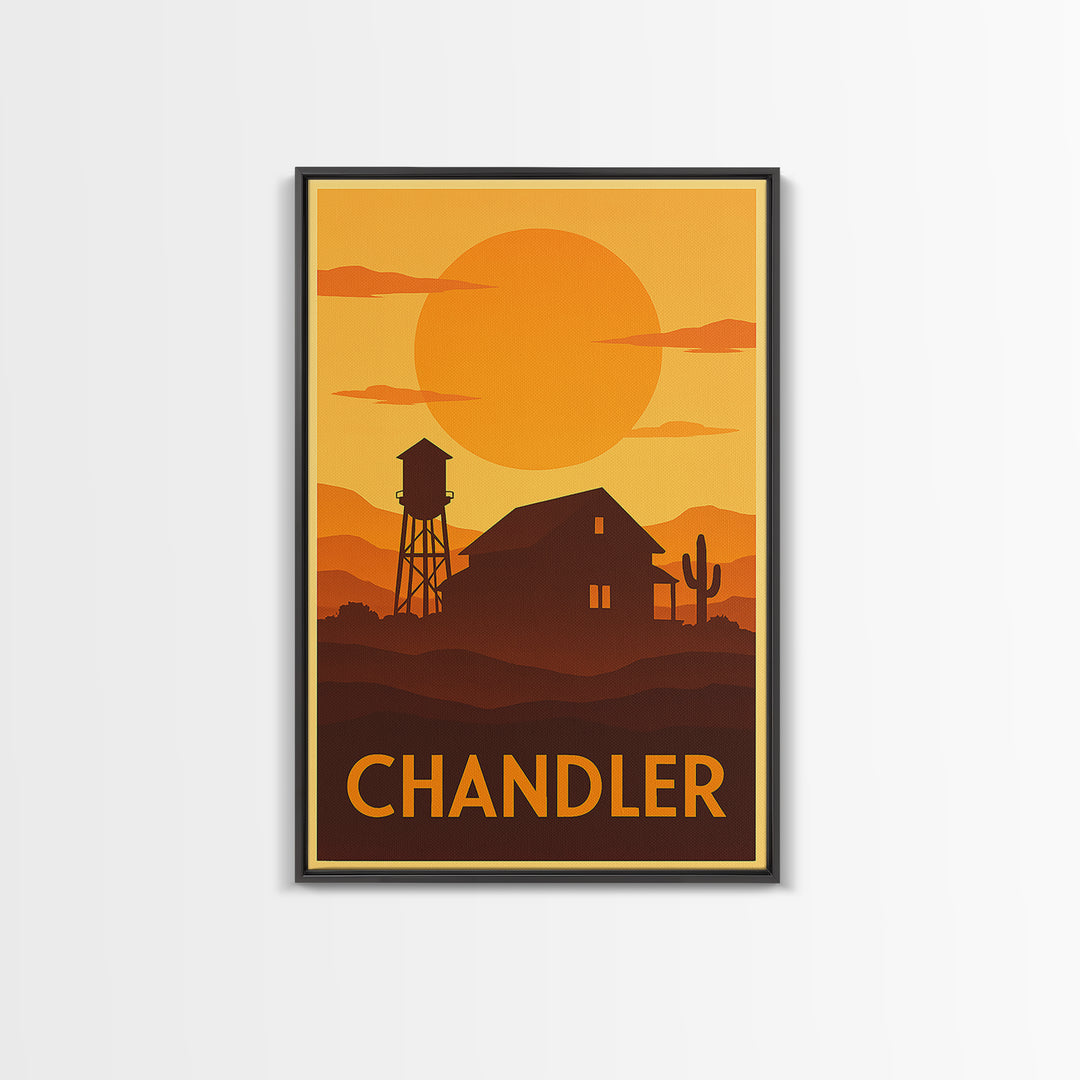 Chandler Travel Poster, Framed Canvas Print, Gold Art Deco Poster Art, Chandler Travel Art, Travel Art Print, Vintage Travel Art