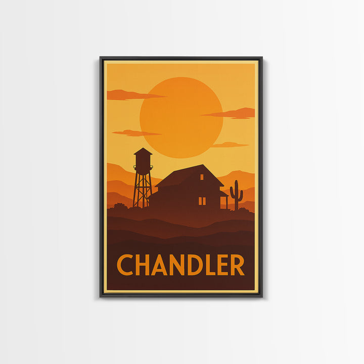 Chandler Travel Poster, Framed Canvas Print, Gold Art Deco Poster Art, Chandler Travel Art, Travel Art Print, Vintage Travel Art