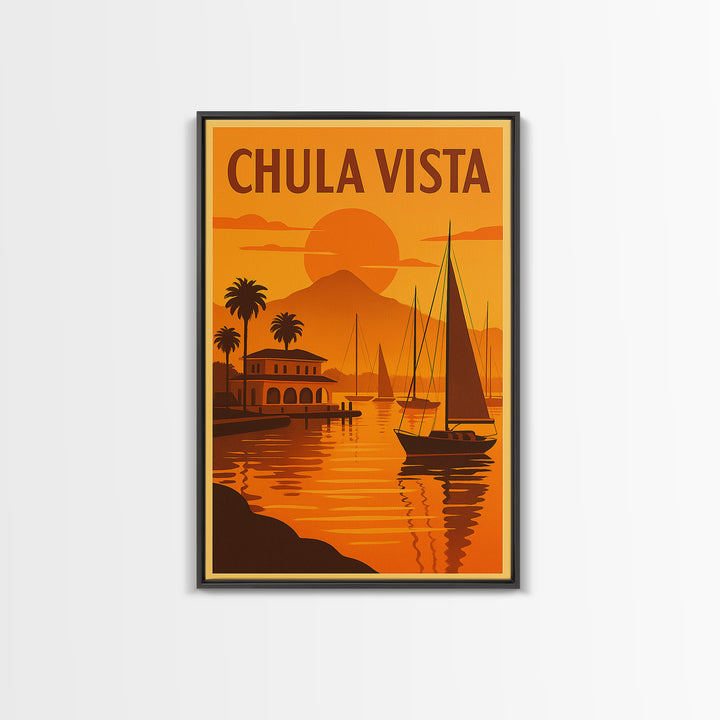 Chula Vista California Travel Poster, Canvas Print, Vintage Deco Wall Art, Chula Vista Art Print, Travel Poster Set, Travel Poster Art