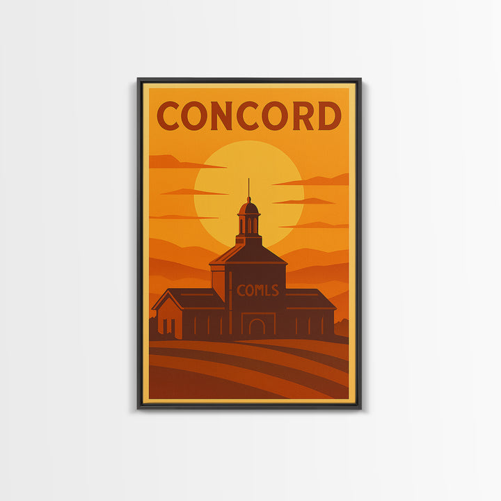 Concord California Travel Poster, Canvas Print, Warm Sunset Silhouette Art, Concord Poster Print, Travel Poster Art, City Illustration