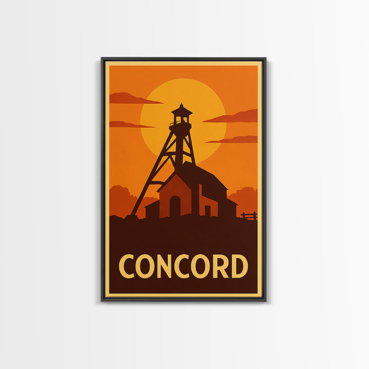 Concord Travel Poster, Canvas Print, Golden Travel Poster Art, Concord Art Print, Travel Wall Art, Travel Poster Art, Travel Art Print