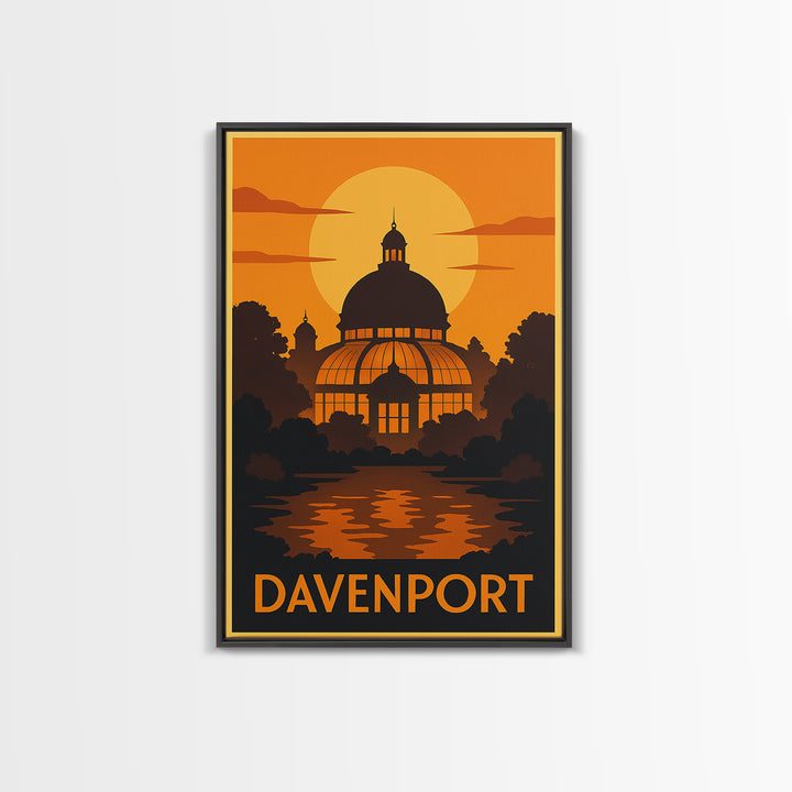 Davenport Iowa Travel Poster, Canvas Print, Golden Travel Poster Art, Davenport Poster Print, Travel Poster Art, Modern Wall Decor, Wall Art
