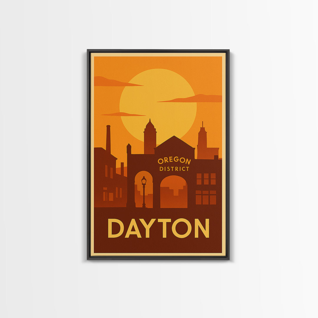 Dayton Travel Poster, Canvas Print, Vintage Deco Wall Art, Dayton City Art, Mid Century Wall Art, Travel Art Print, Gift For Travelers
