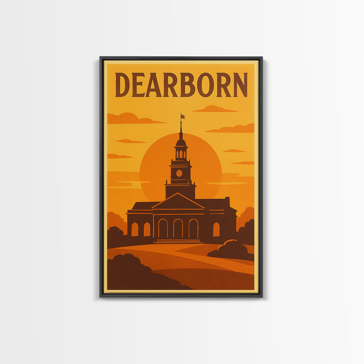 Dearborn Michigan Travel Poster, Canvas Print, Gold Art Deco Poster Art, Dearborn Wall Art, Travel Poster Art, Wall Decor, Office Decor