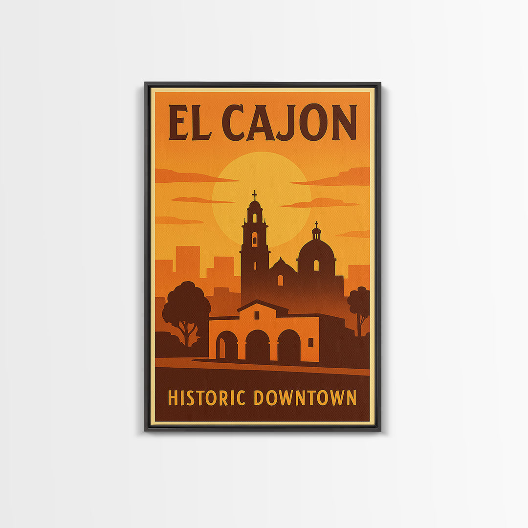 El Cajon California Travel Poster, Canvas Print, Vintage Deco Wall Art, El Cajon Art Print, City Poster, Travel Wall Art, Retro Travel Print