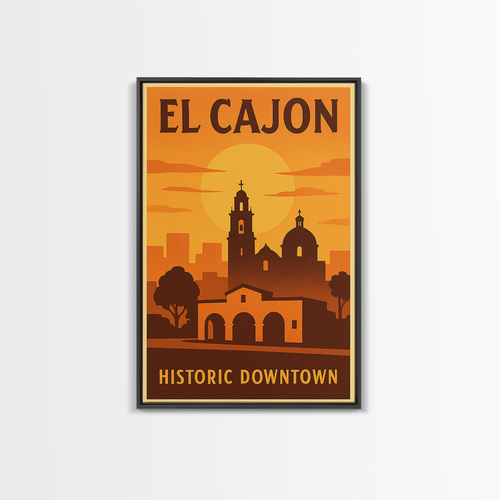 El Cajon California Travel Poster, Canvas Print, Vintage Deco Wall Art, El Cajon Art Print, City Poster, Travel Wall Art, Retro Travel Print