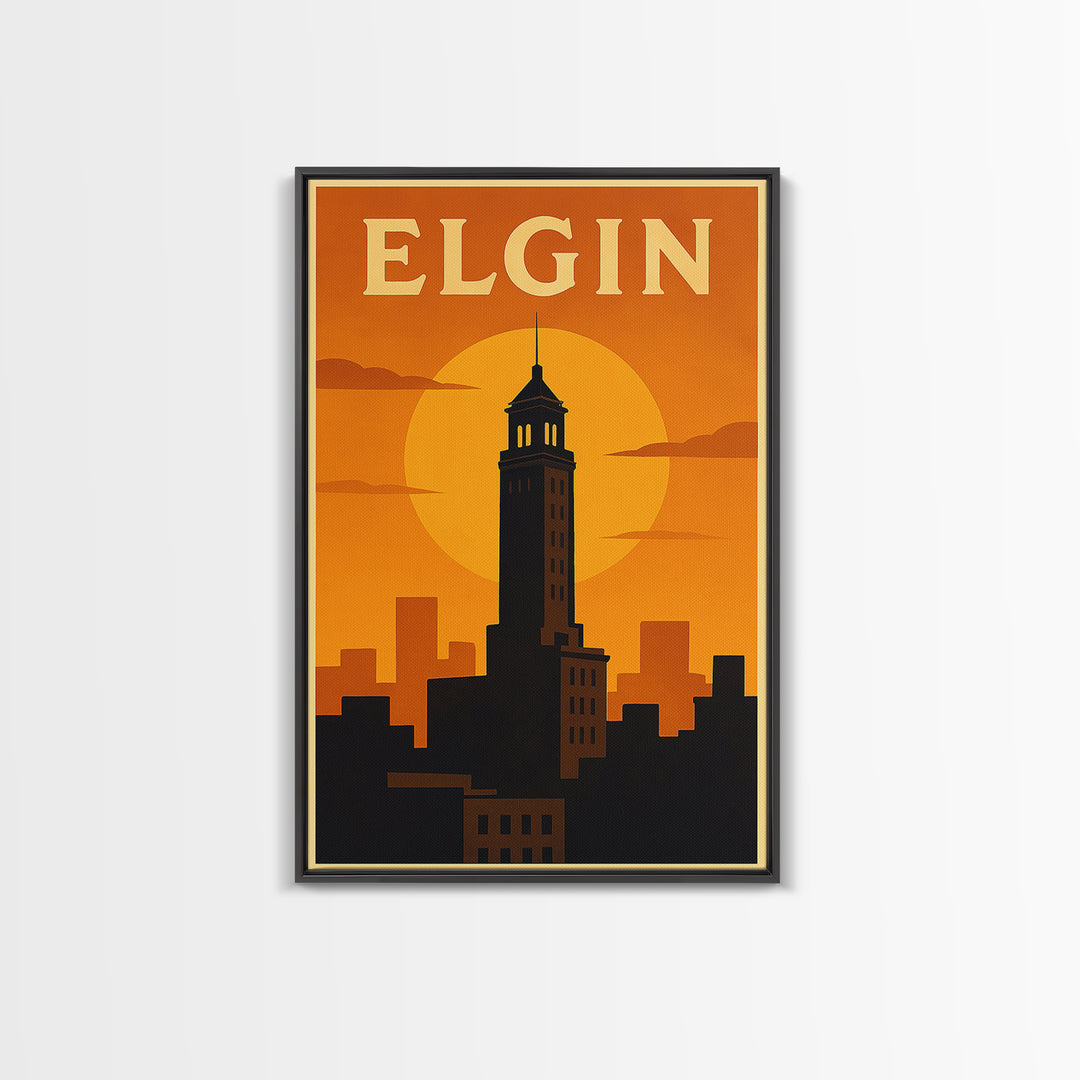 Elgin Travel Poster, Canvas Print, Golden Travel Poster Art, Elgin Poster Print, Retro Travel Print, Travel Poster Art, Travel Wall Decor