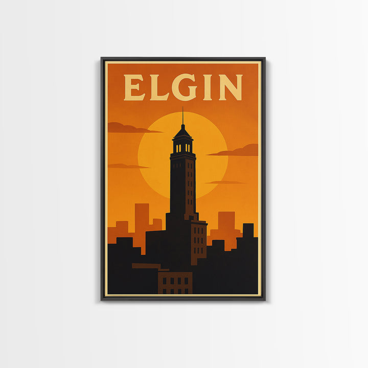 Elgin Travel Poster, Canvas Print, Golden Travel Poster Art, Elgin Poster Print, Retro Travel Print, Travel Poster Art, Travel Wall Decor