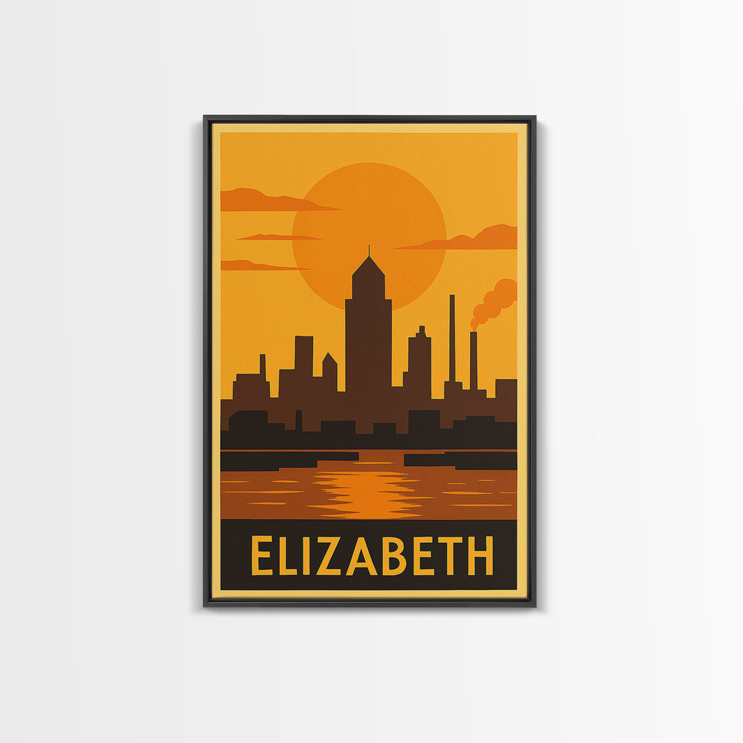 Elizabeth Travel Poster, Canvas Print, Vintage Deco Wall Art, Elizabeth Art Print, Travel Poster Set, City Art Print, Travel Poster Art