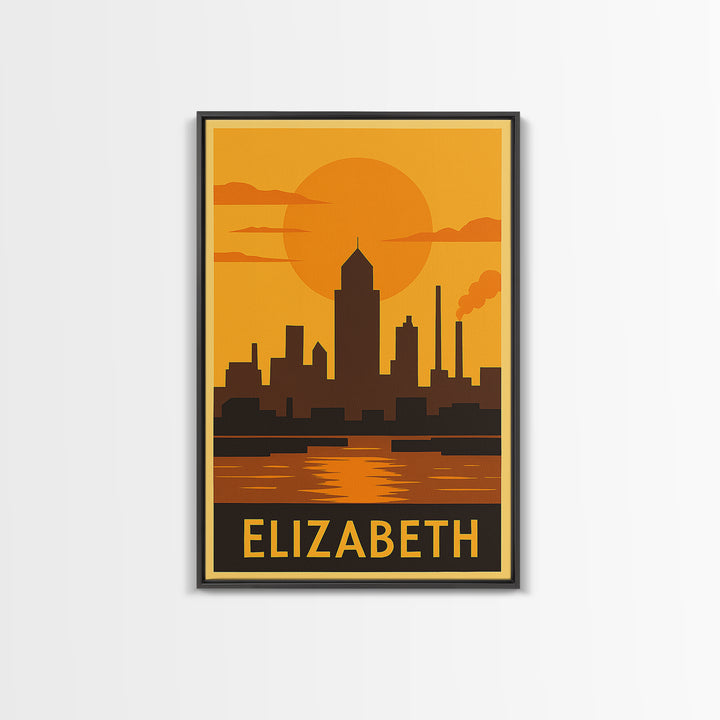 Elizabeth Travel Poster, Canvas Print, Vintage Deco Wall Art, Elizabeth Art Print, Travel Poster Set, City Art Print, Travel Poster Art