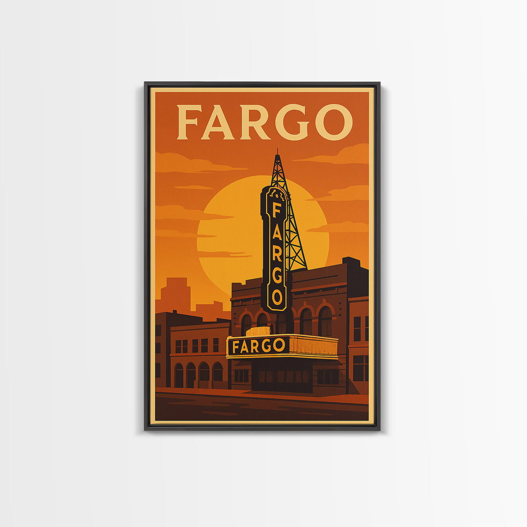 Fargo North Dakota Travel Poster, Canvas Print, Golden Travel Poster Art, Fargo Art Print, Travel Poster Set, Wall Art, Home Office Decor