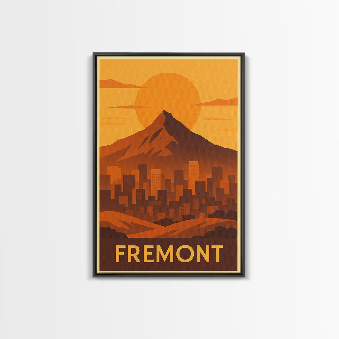 Fremont Travel Poster, Framed Canvas Print, Golden Travel Poster Art, Fremont Wall Art, Travel Poster Art, Wanderlust Decor, Poster Print
