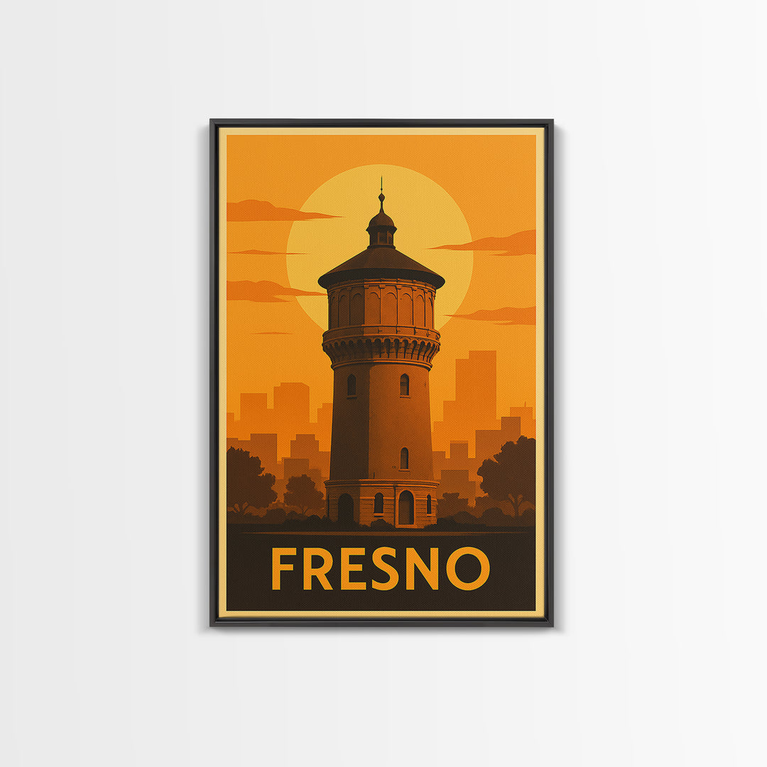 Fresno Travel Poster, Canvas Print, Vintage Deco Wall Art, Fresno City Art, Vintage Travel Print, Vintage Travel Art, Travel Art Print