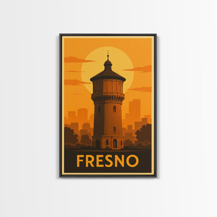 Fresno Travel Poster, Canvas Print, Vintage Deco Wall Art, Fresno City Art, Vintage Travel Print, Vintage Travel Art, Travel Art Print