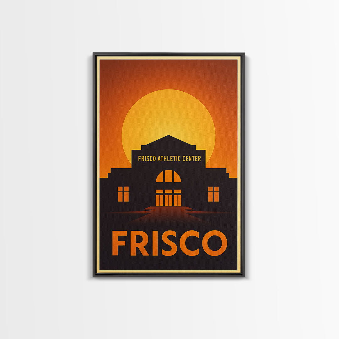 Frisco Travel Poster, Framed Canvas Print, Warm Sunset Silhouette Art, Frisco Art Print, City Travel Prints, Travel Art Print, Wall Art