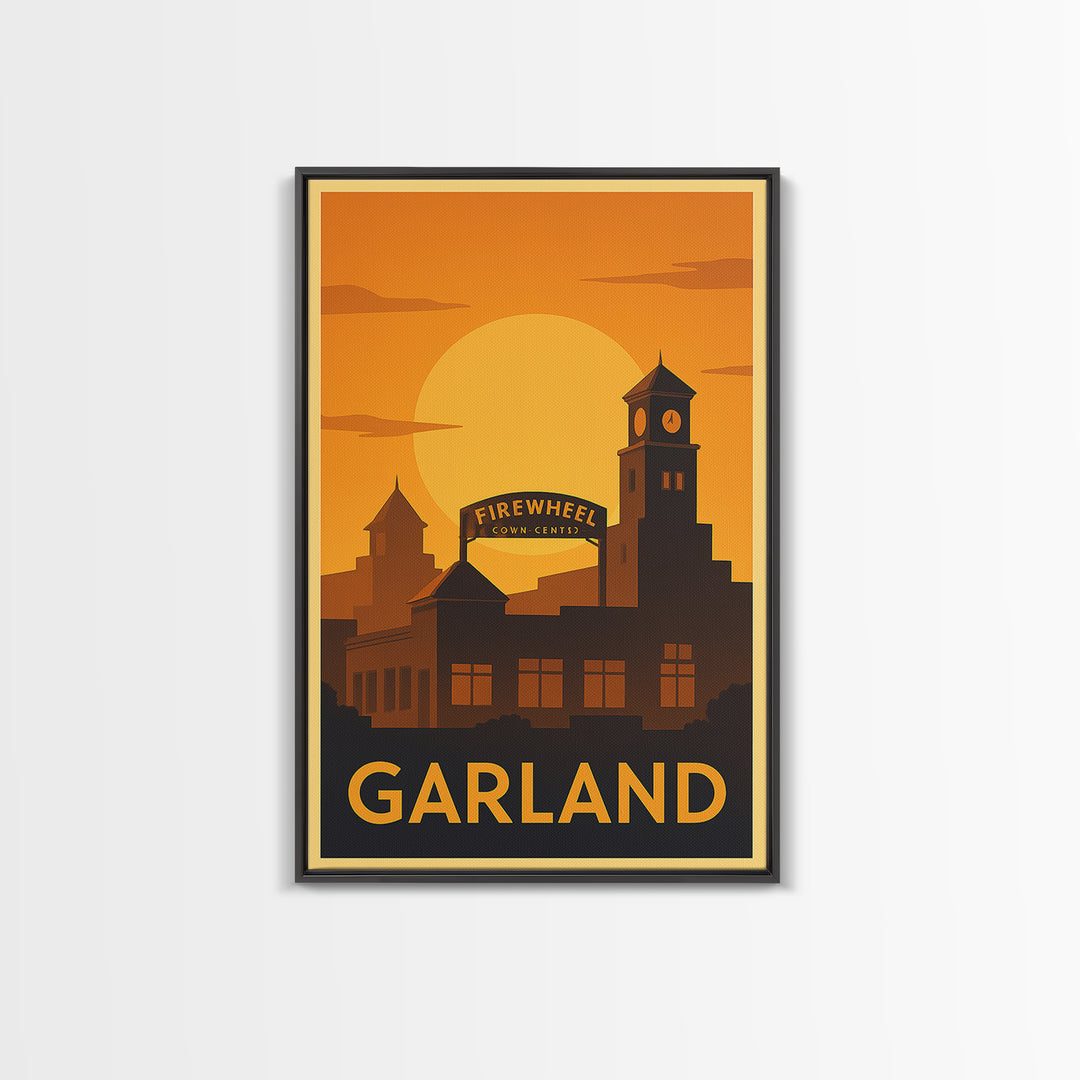 Garland Travel Poster, Canvas Print, Gold Art Deco Poster Art, Garland Travel Art, Vintage Travel Print, City Travel Prints, Poster Print