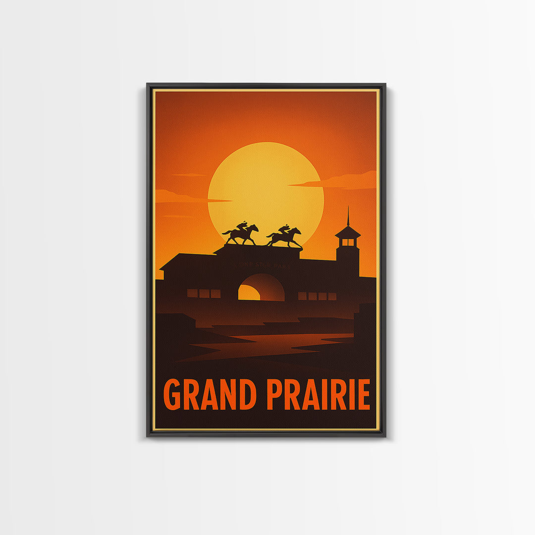 Grand Prairie Travel Poster, Canvas Print, Gold Art Deco Poster Art, Grand Prairie Wall Art, Mid Century Wall Art, Travel Art Print