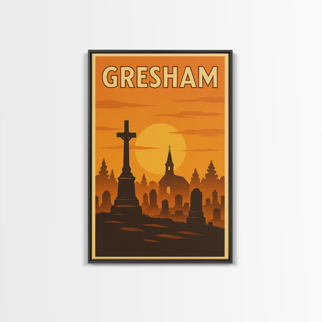 Gresham Oregon Travel Poster, Canvas Print, Golden Travel Poster Art, Gresham Poster Print, Retro Travel Print, Wall Decor, Poster Print