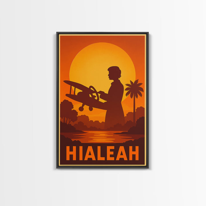 Hialeah Travel Poster, Canvas Print, Golden Travel Poster Art, Hialeah Poster Print, Vintage City Art, Vintage City Poster, Retro Poster