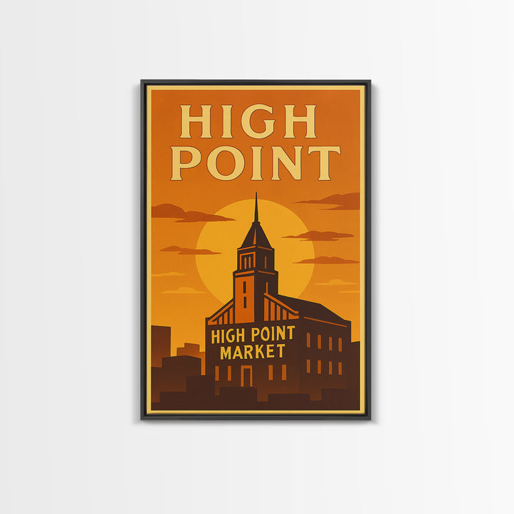 High Point North Carolina Travel Poster, Canvas Print, Gold Art Deco Poster Art, High Point City Art, Wall Decor, Mid Century Wall Art