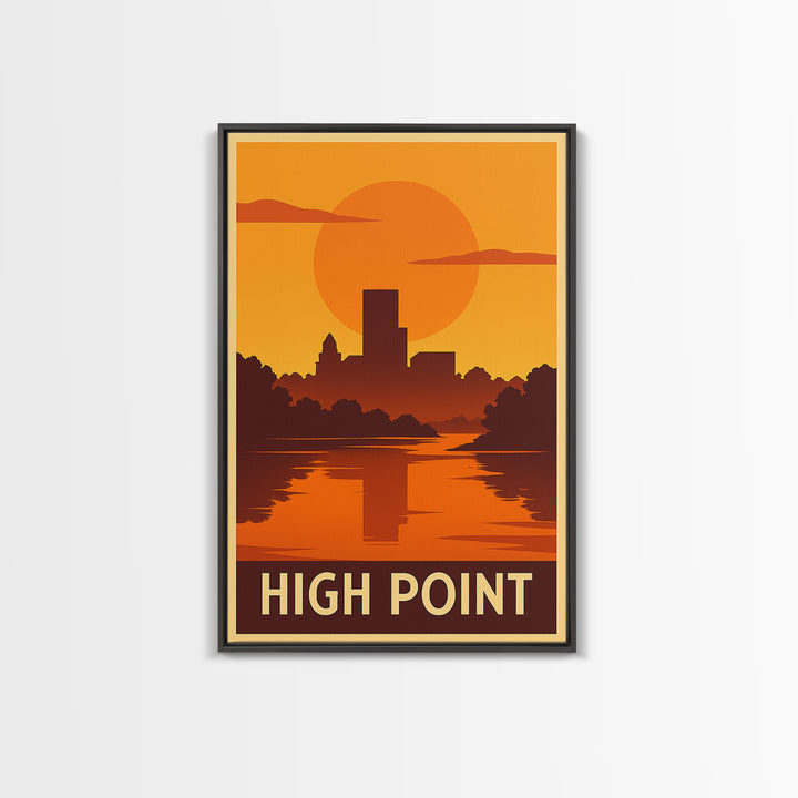 High Point Travel Poster, Canvas Print, Gold Art Deco Poster Art, High Point Wall Art, Mid Century Wall Art, Travel Poster Set