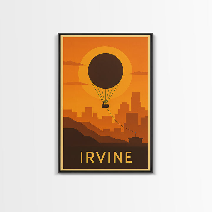 Irvine Travel Poster, Canvas Print, Golden Travel Poster Art, Irvine Poster Print, Watercolor Cityscape, Mid Century Wall Art, Design 2