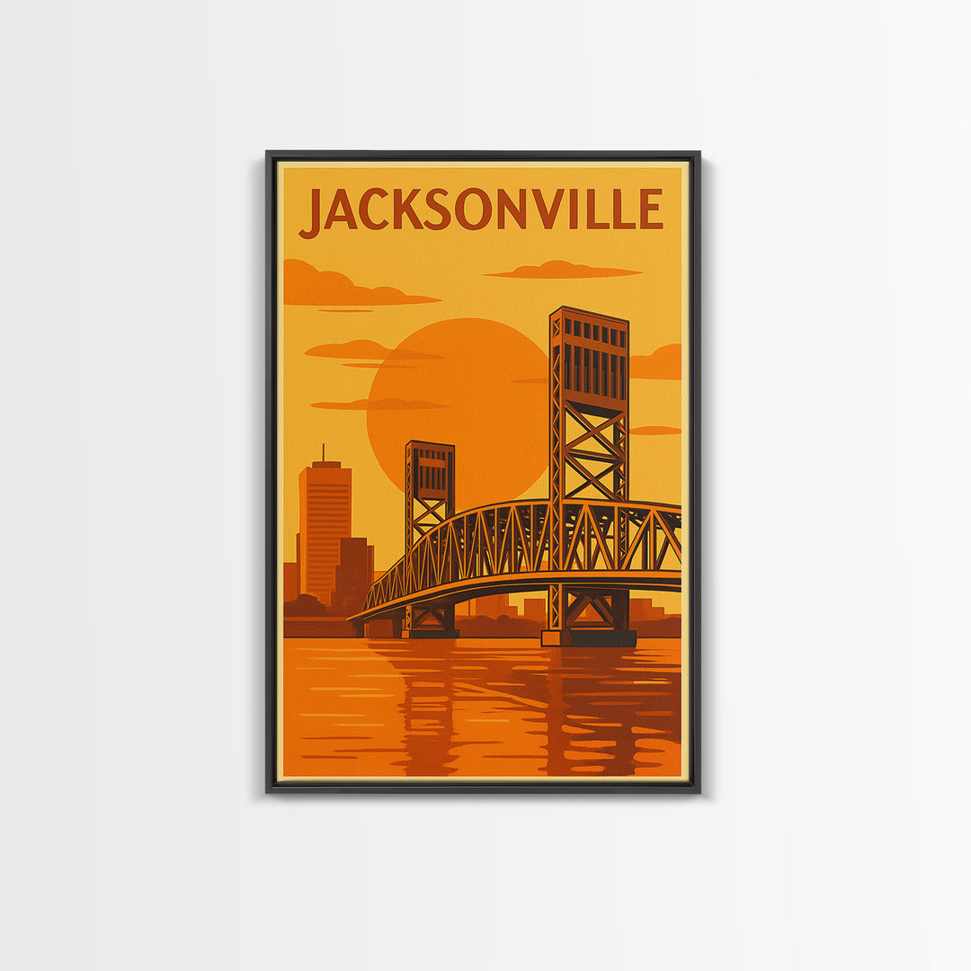 Jacksonville Florida Travel Poster, Canvas Print, Vintage Deco Wall Art, Jacksonville Art Print, Travel Poster Art, Living Room Wall Art
