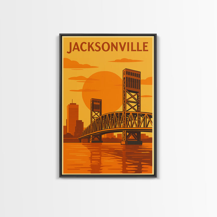 Jacksonville Florida Travel Poster, Canvas Print, Vintage Deco Wall Art, Jacksonville Art Print, Travel Poster Art, Living Room Wall Art