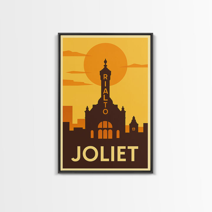 Joliet Travel Poster, Canvas Print, Vintage Deco Wall Art, Joliet Wall Art, Vintage City Poster, Travel Poster Art, Travel Poster Set