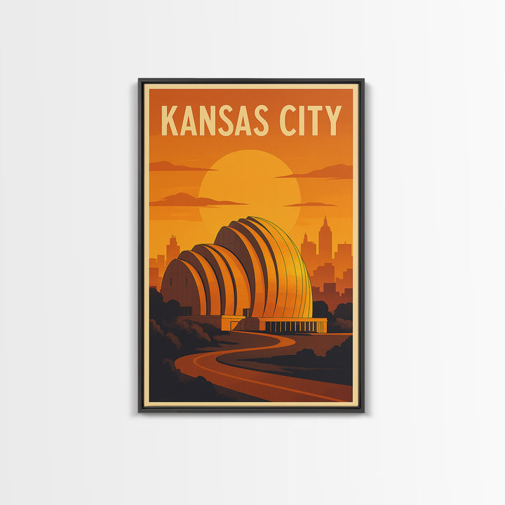Kansas City Missouri Travel Poster, Canvas Print, Gold Art Deco Poster Art, Kansas City City Art, Gift For Travelers, Watercolor Skyline