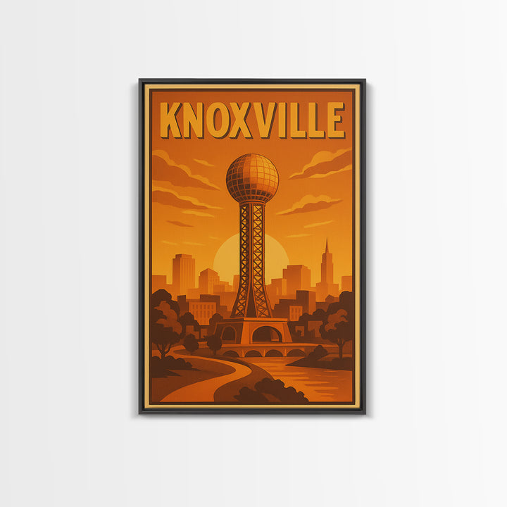 Knoxville Tennessee Travel Poster, Canvas Print, Gold Art Deco Poster Art, Knoxville City Art, City Illustration, Fine Art Print, Wall Decor