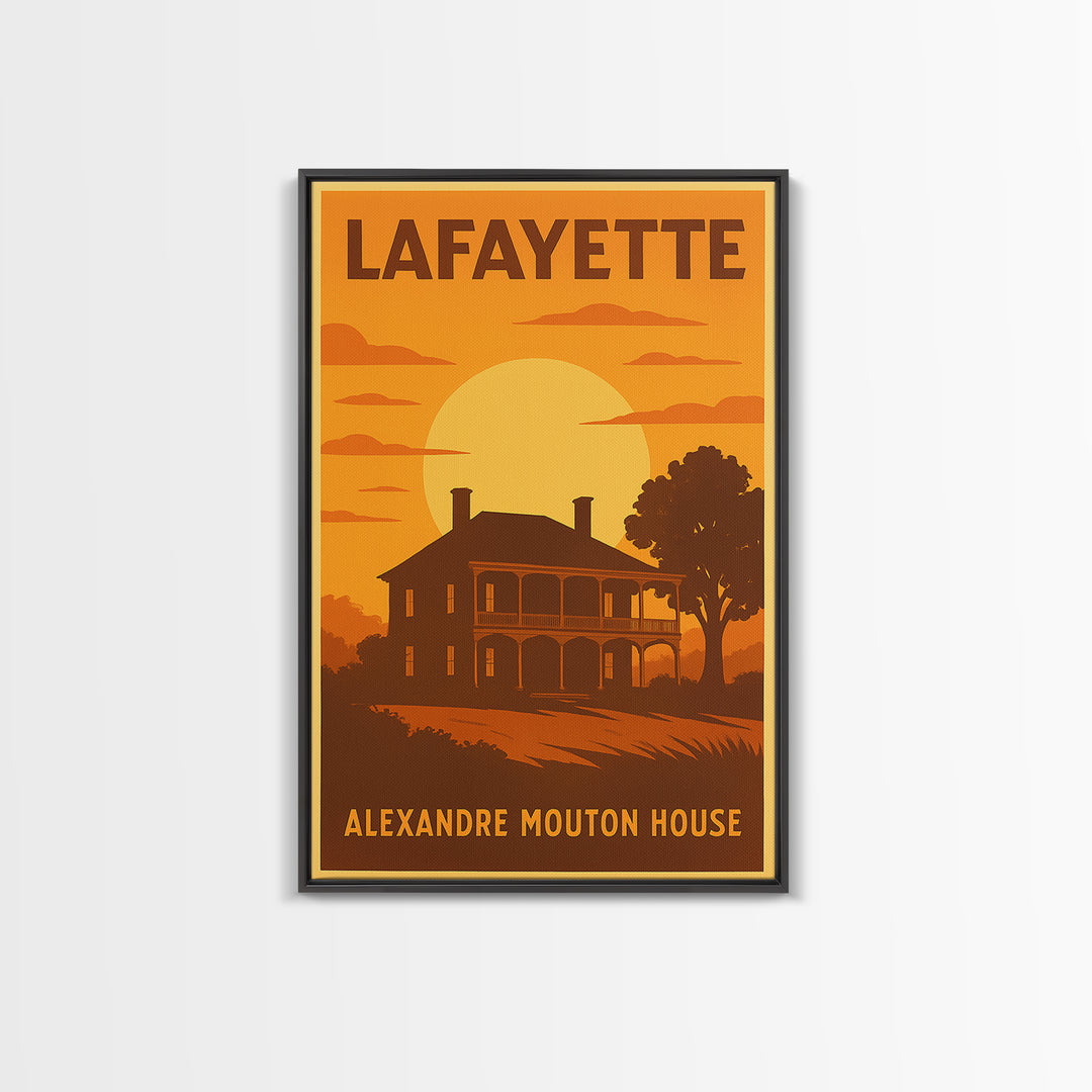 Lafayette Louisiana Travel Poster, Canvas Print, Golden Travel Poster Art, Lafayette Poster Print, Vintage City Art, Vintage City Poster
