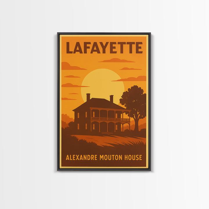 Lafayette Louisiana Travel Poster, Canvas Print, Golden Travel Poster Art, Lafayette Poster Print, Vintage City Art, Vintage City Poster