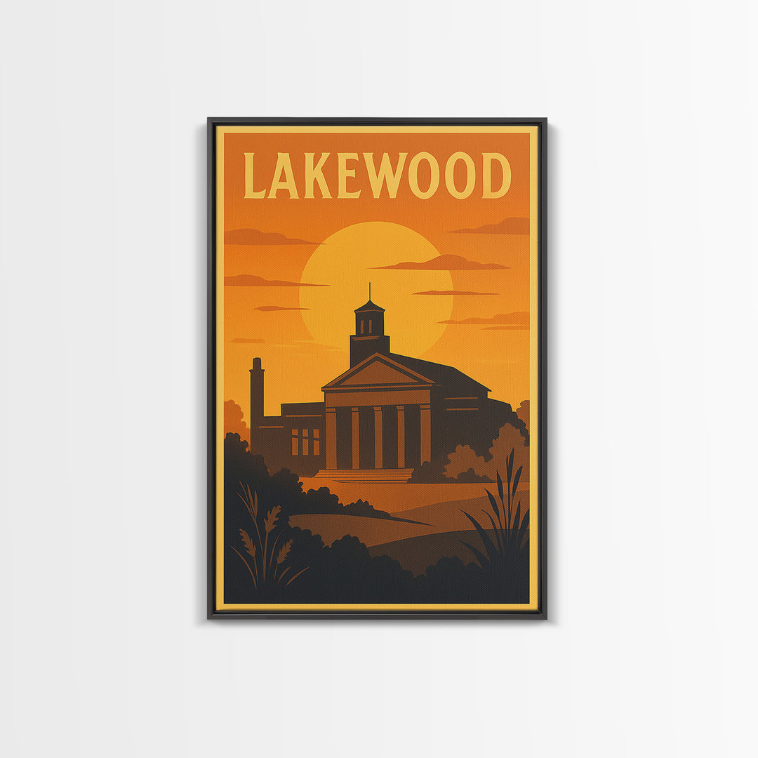 Lakewood Travel Poster, Canvas Print, Golden Travel Poster Art, Lakewood City Art, Modern Wall Decor, Home Office Decor, Fine Art Print