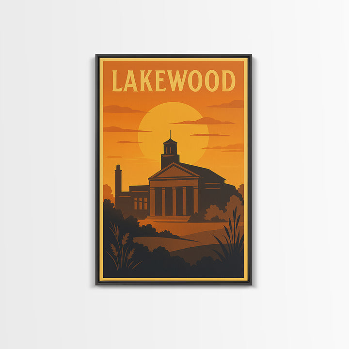 Lakewood Travel Poster, Canvas Print, Golden Travel Poster Art, Lakewood City Art, Modern Wall Decor, Home Office Decor, Fine Art Print