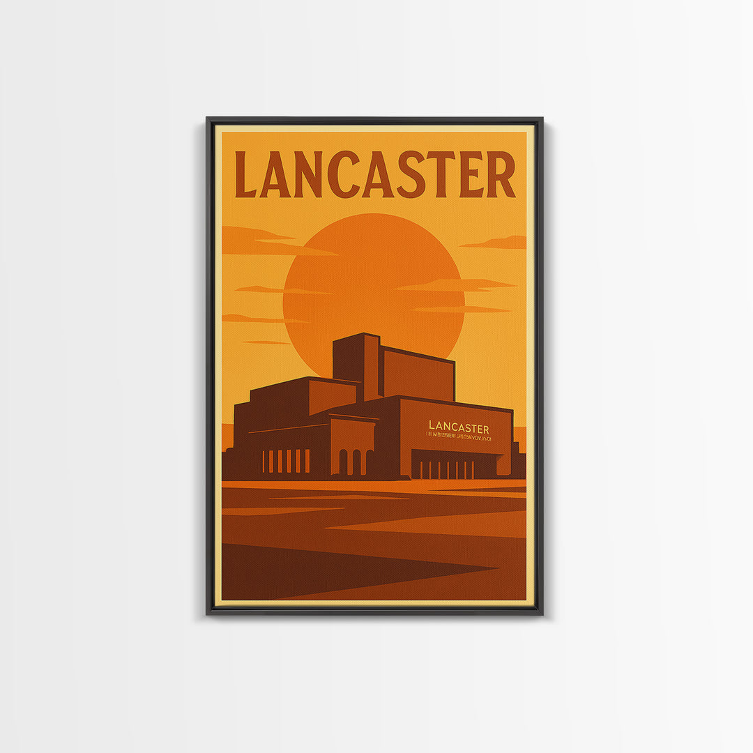 Lancaster California Travel Poster, Canvas Print, Warm Sunset Silhouette Art, Lancaster Wall Art, Travel Wall Art, Travel Poster Set
