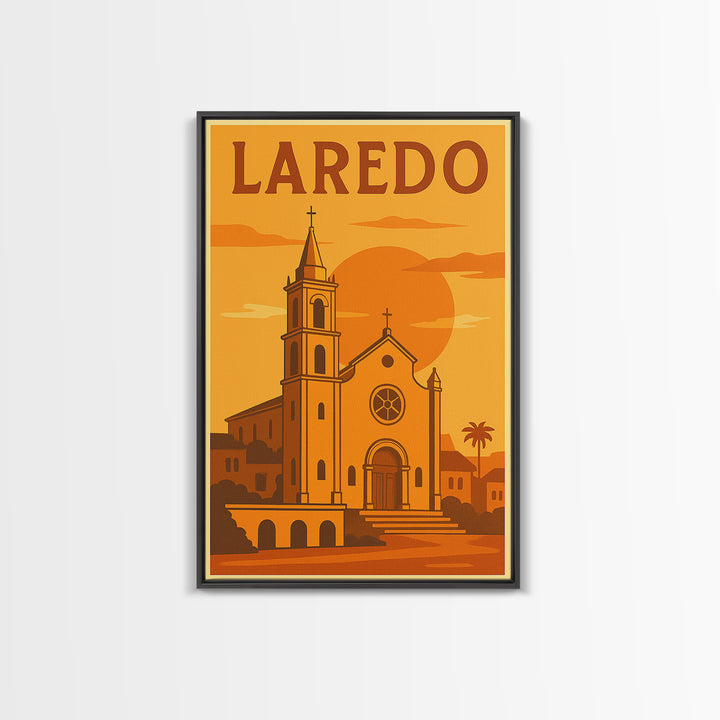 Laredo Texas Travel Poster, Canvas Print, Golden Travel Poster Art, Laredo Poster Print, Vintage Travel Art, Fine Art Print, Art Print