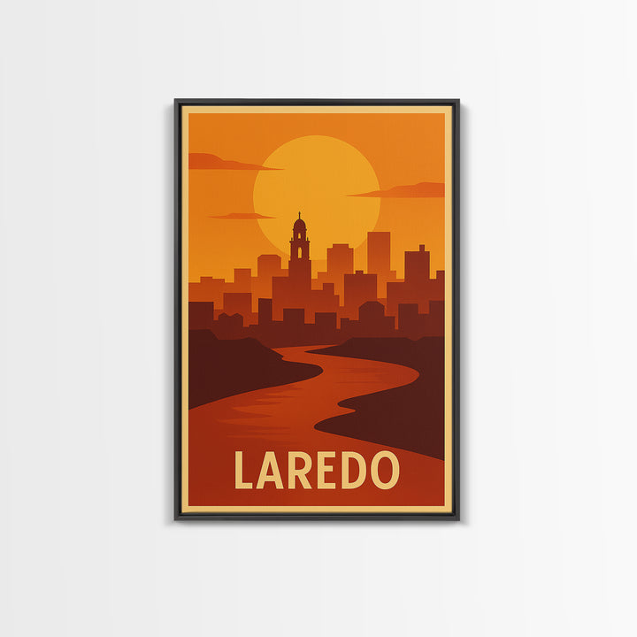 Laredo Travel Poster, Canvas Print, Golden Travel Poster Art, Laredo Travel Art, Retro Travel Print, Gift For Travelers, Fine Art Print