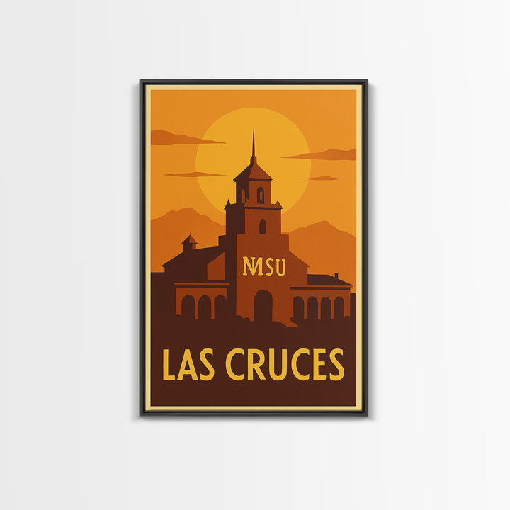 Las Cruces Travel Poster, Canvas Print, Warm Sunset Silhouette Art, Las Cruces Travel Art, Travel Poster Set, Retro Travel Print