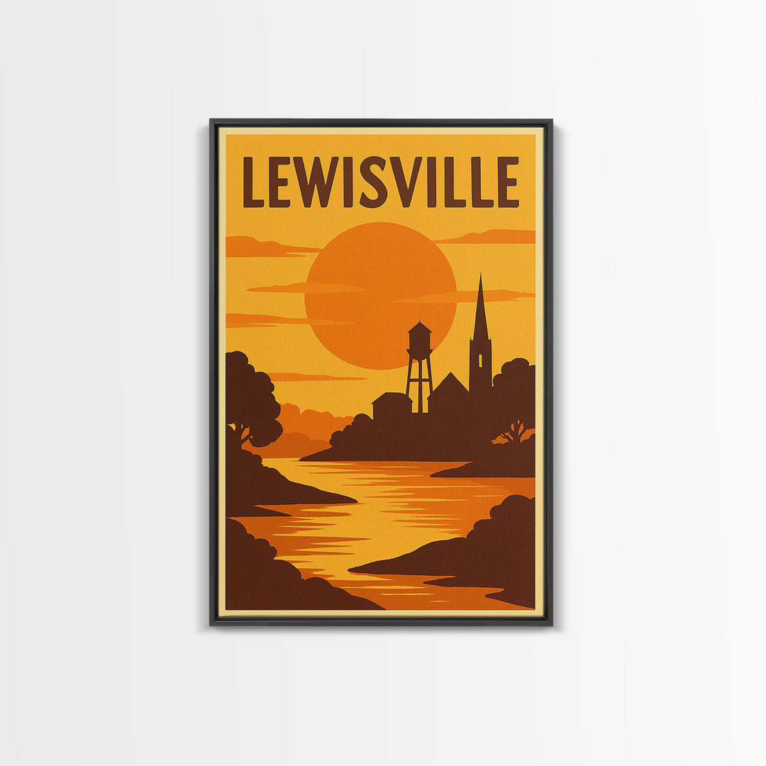 Lewisville Texas Travel Poster, Canvas Print, Vintage Deco Wall Art, Lewisville Wall Art, Travel Poster Set, Travel Prints, Travel Wall Art
