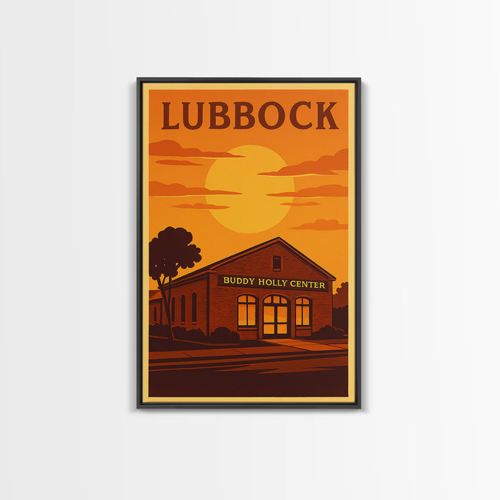 Lubbock Texas Travel Poster, Canvas Print, Vintage Deco Wall Art, Lubbock Art Print, Vintage Travel Art, City Art Print, City Illustration